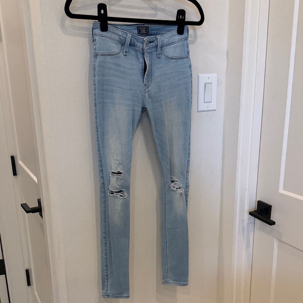 Light Blue Abercrombie Distressed Women Jeans
